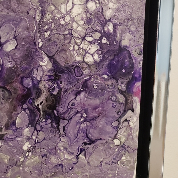 Original 10"x10" (12"x12" with frame) Acrylic Pour Painting - Picture 5 of 5